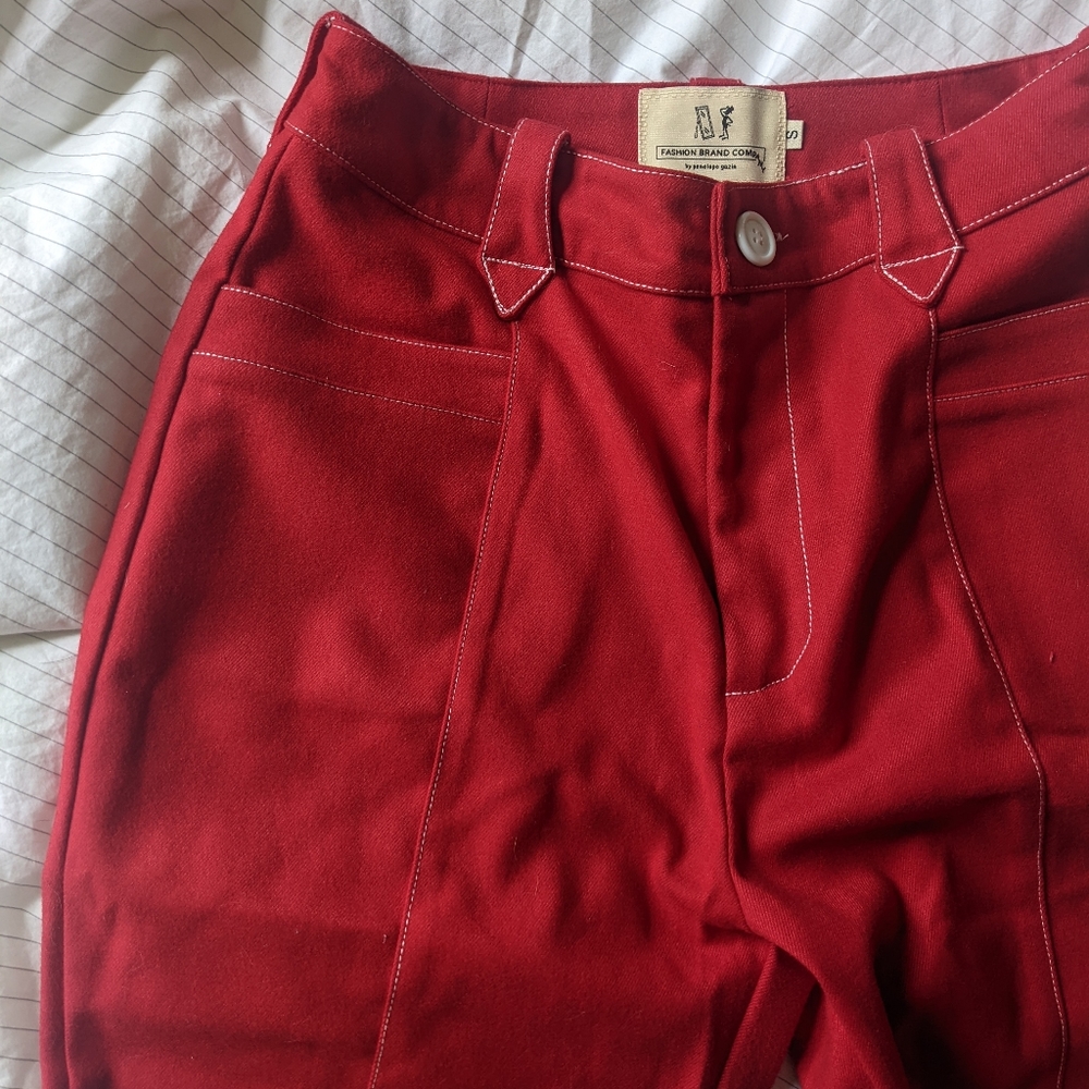 Red straight leg Western style boob pants xs size 0